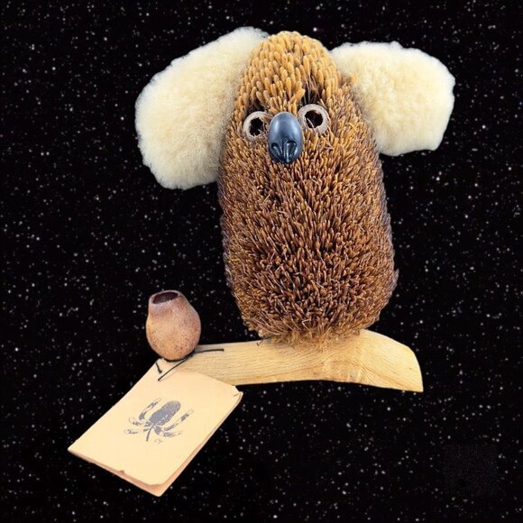 Hand Made Acorn Banksia Koala Figurine On A Branch By Christ T Animal Figurine - Picture 1 of 8